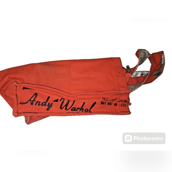 ANDY WARHOL x Loop NYC Red Jackie O Bag Distressed Tote Canvas Bag. - Picture 3 of 6